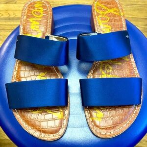 Sam Edelman Jeni heeled slide navy satin double strap sandal 7 1/2
